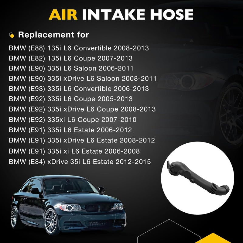 Gledewen 13717615026 خرطوم سحب الهواء خرطوم مبرد الهواء إلى علبة الخانق متوافق مع BMW 135i E82 E88، 335i E90 E91 E92 E93 E94 L6 2011 سحب الهواء 13717599294 - Image 4